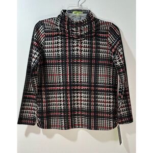 Trisha Tyler women mock neck long sleeve black red sweater S petite #35-0899 NWT